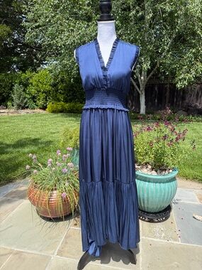 Sleeveless High-Low Navy Dress by BR